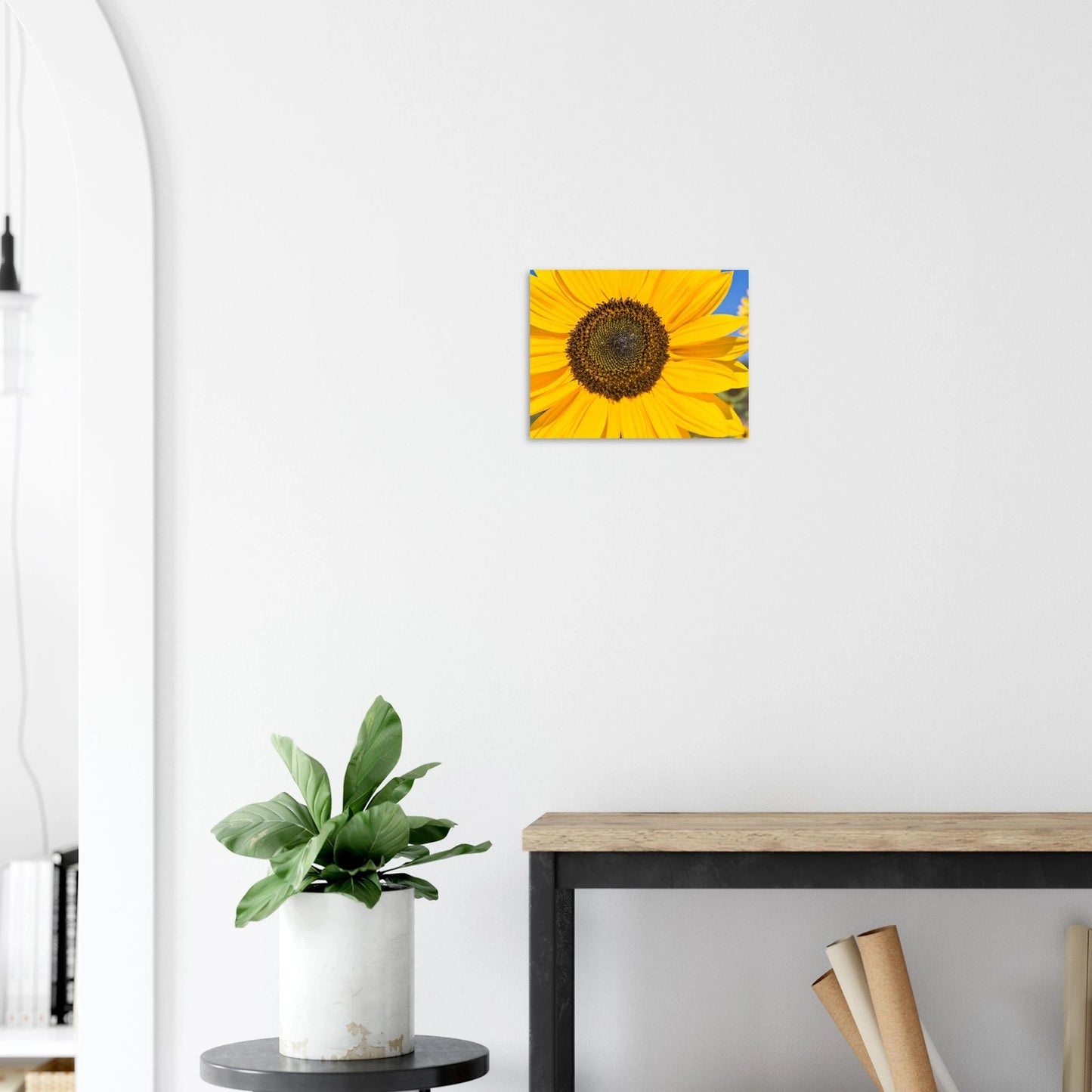 Sunflowers poster Kelowna BC featuring a vibrant sunflower close-up in bright yellow hues.
