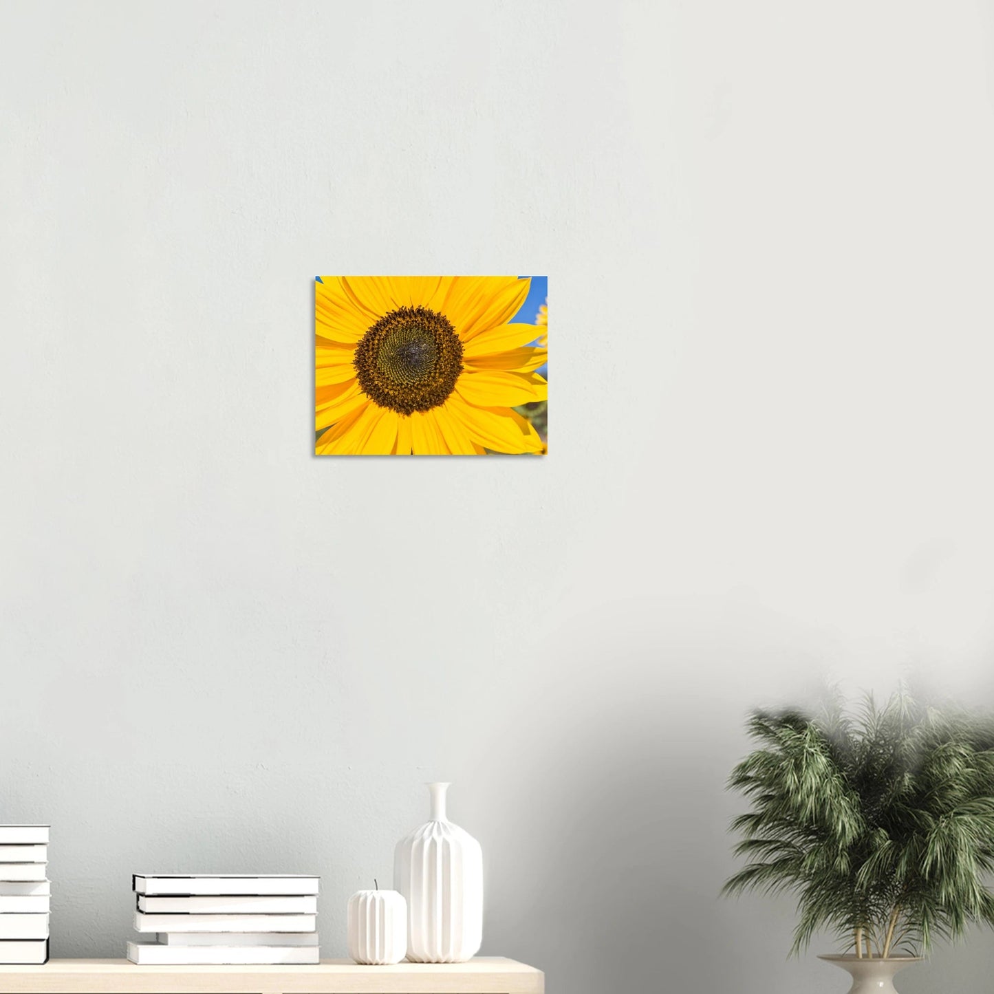 Sunflowers poster Kelowna BC featuring a vibrant sunflower close-up in bright yellow hues.
